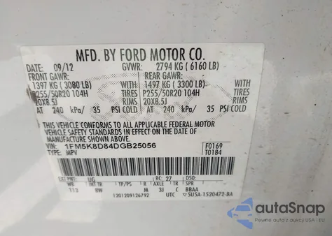 2013 Ford Explorer Xlt z USA, uszkodzony, nr VIN 1FM5K8D84DGB25056